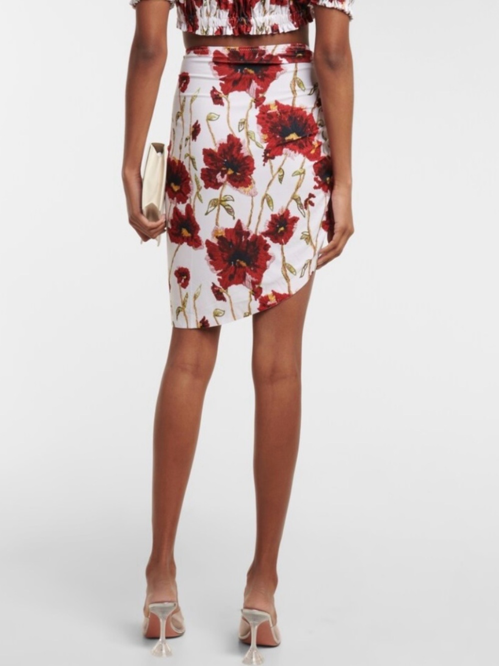 Norma Kamali Side Drape Mini Skirt White Poppy - Picture 2 of 8